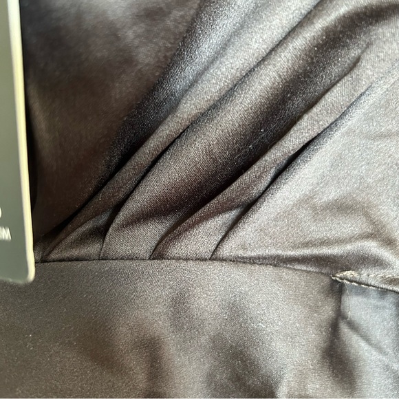 Brown Satin Draped Off The Shoulder Dress - Picture 5 of 13